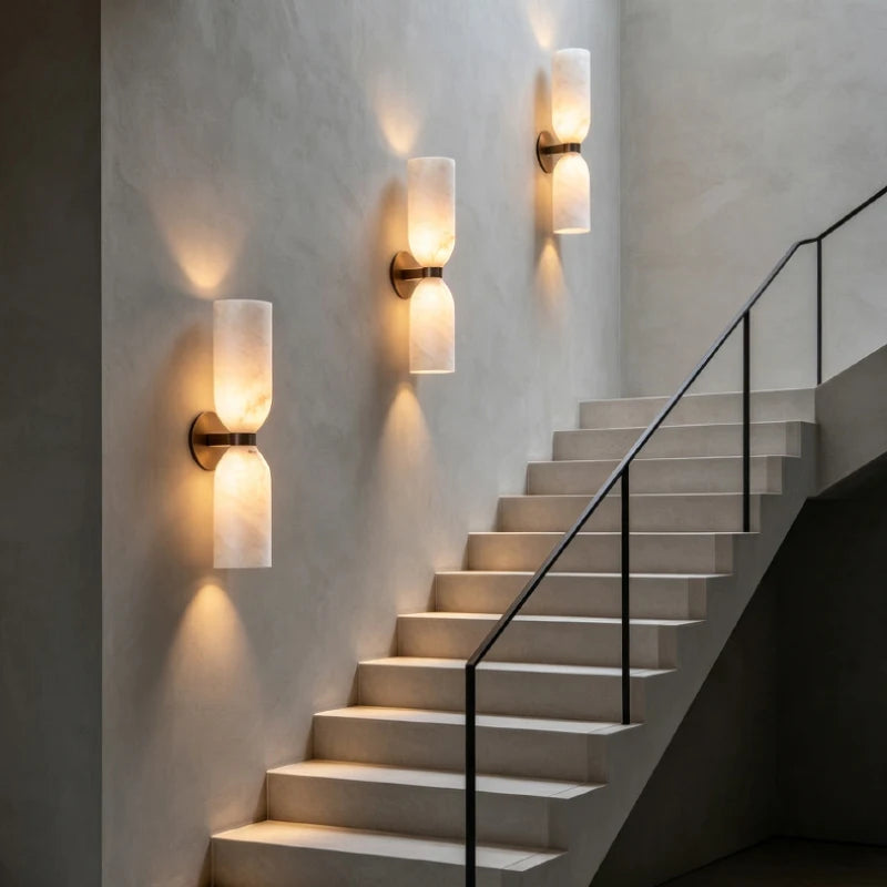 Real Marble Wall Light Gold Black Copper E14 Bulb For Indoor