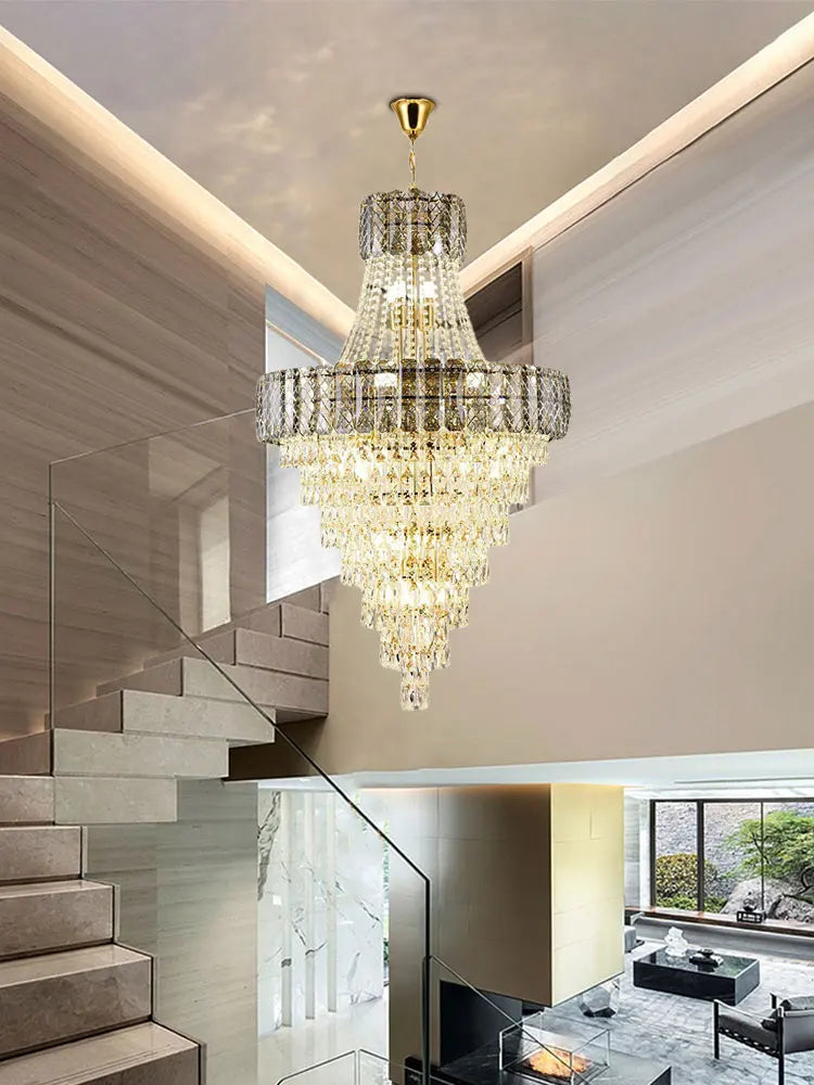 K9 Crystal Clear Amber Grey LED Chandelier