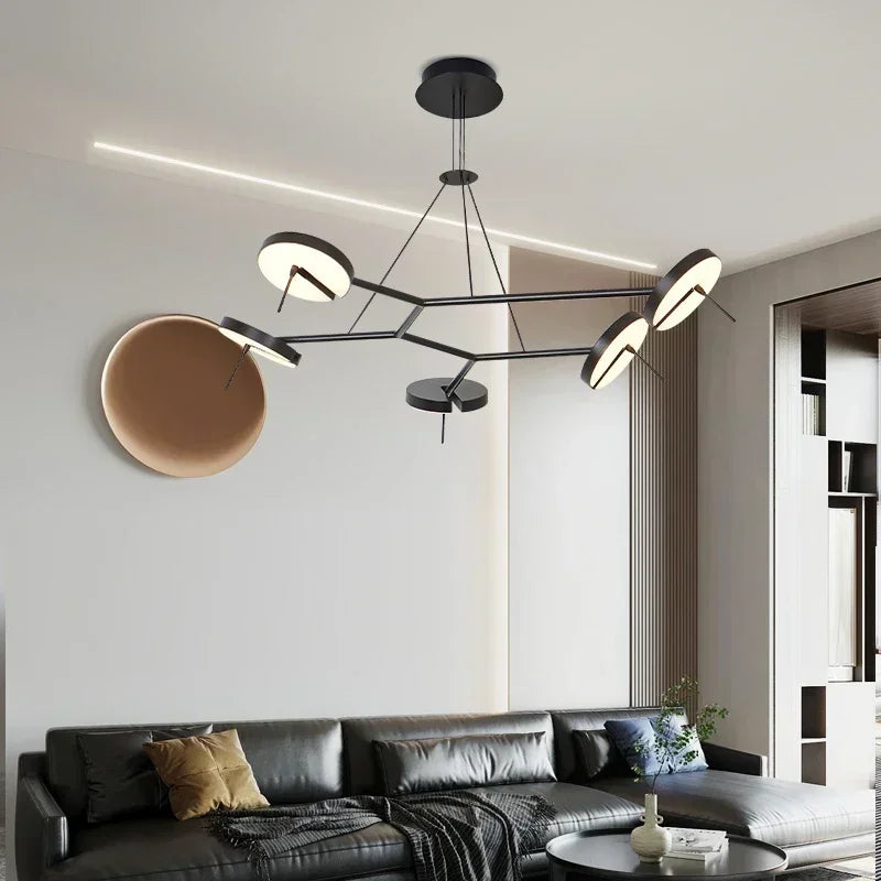 Creative LED Chandelier Black Adjustable Indoor