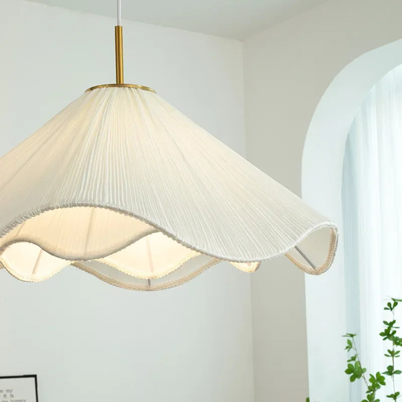 Nordic Fabric LED Chandelier Foyer White E27 Pendant