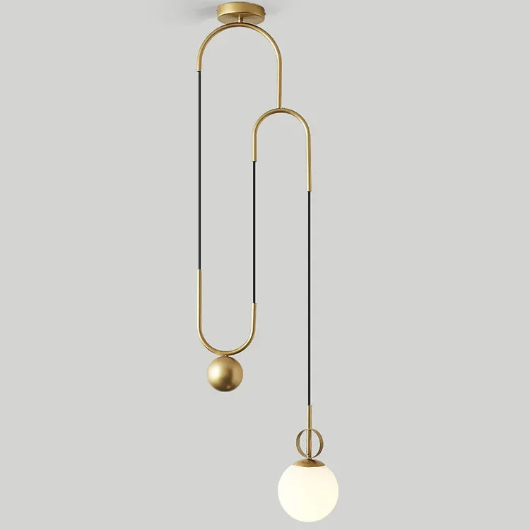 Golden Glass Ball Pendant Lamps Fixture Lift Hanging Lights