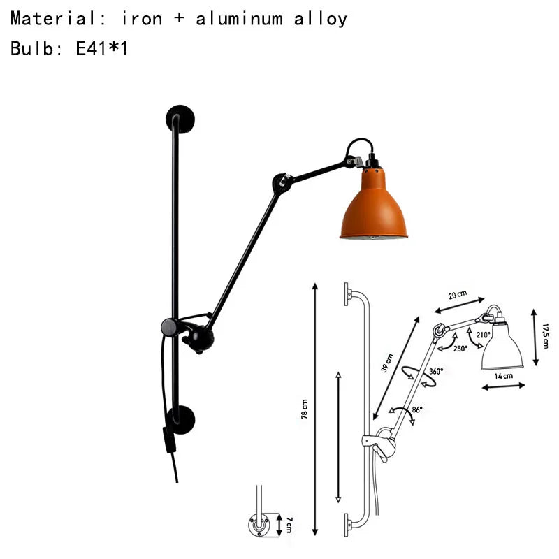 American Home Wall Lamp E14 Bulb Plug Bedroom Reading
