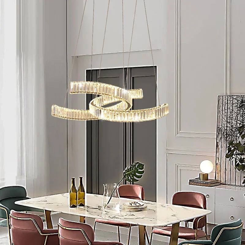 Crystal LED Pendant Lights Remote Control Dimmable