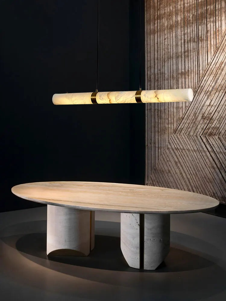 Dimmable LED Marble Linear Hanging Lamps Chandelier