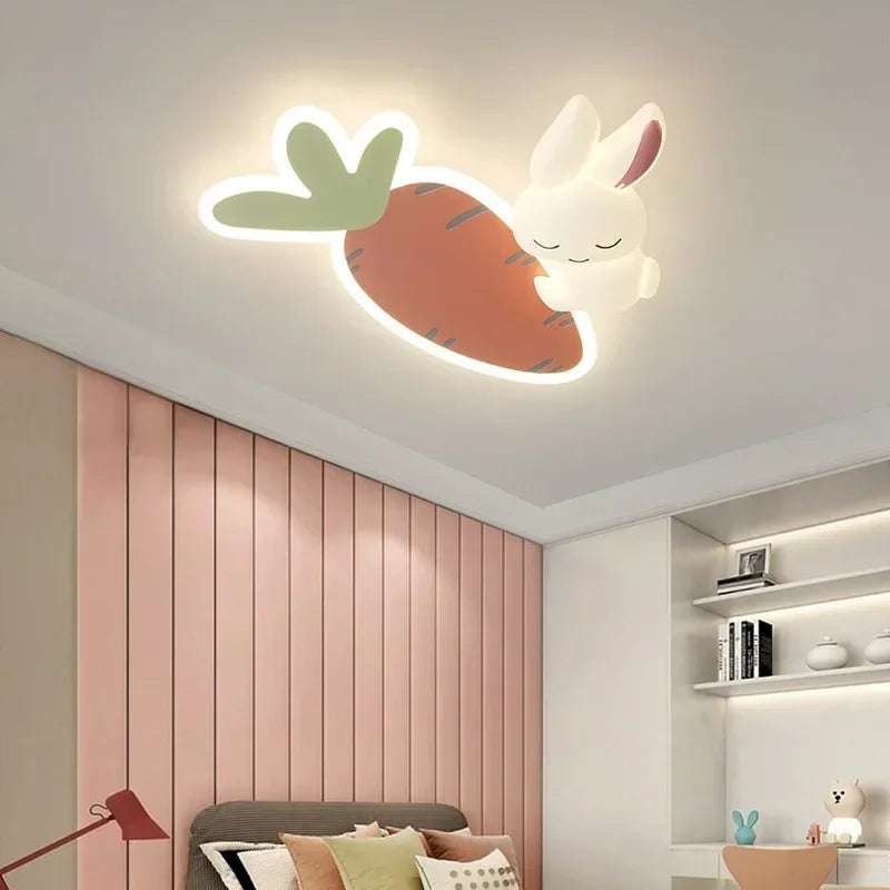 Cute Children's Room Ceiling Lights LED White Rabbit Light