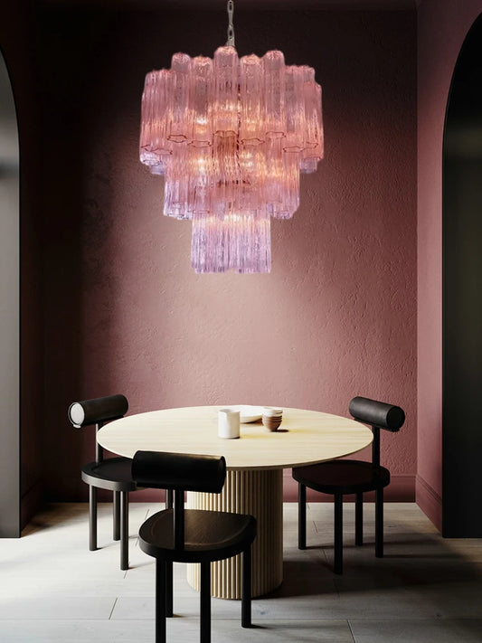 Pink Beauty Glass Art E14 Chandelier Lighting French