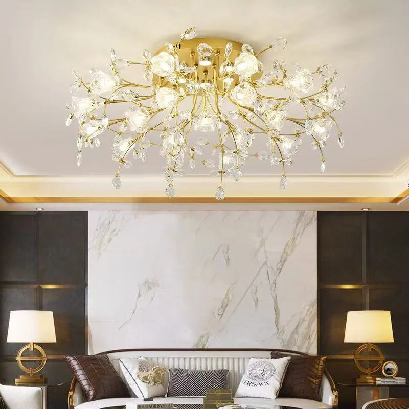 European Gold LED G9 Ceiling Light K9 Crystal