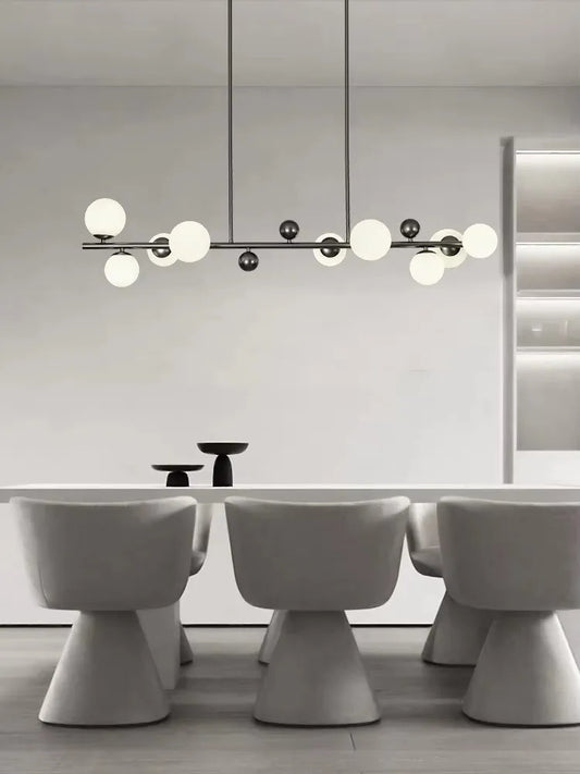Nordic Simple LED Chandelier Light Dining Room Island Glass