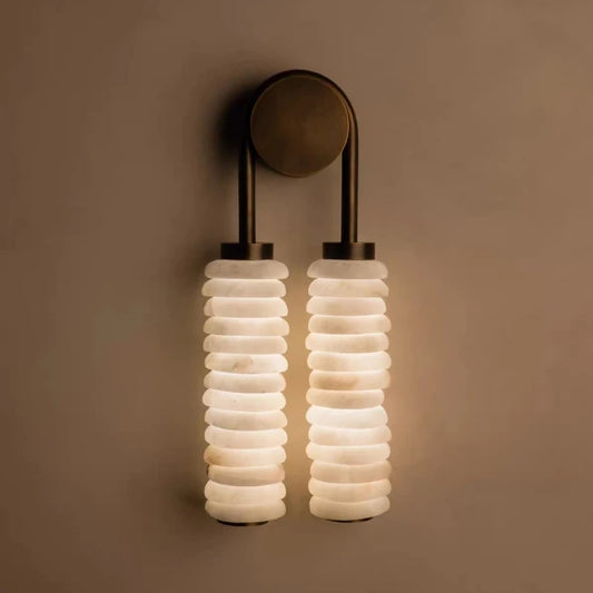 Creative LED Wall Light Natural Marble Copper Indoor Sconce