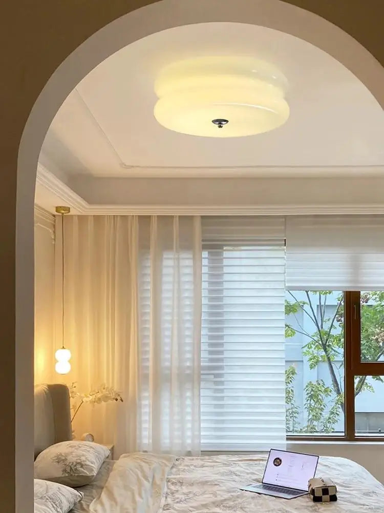 Yellow Glass LED Ceiling Lamp Vintage Retro Light