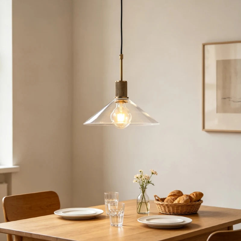 American Retro Copper-Colored Glass Restaurant Chandelier