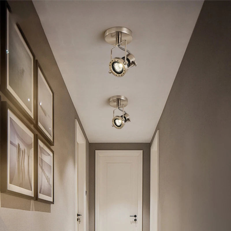American Vintage Wall Light GU10 Bulb Silver Metal Rotatable