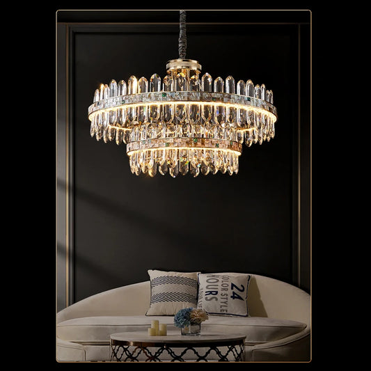 LED Golden Chrome Silver Crystal Hanging Lamps Chandelier