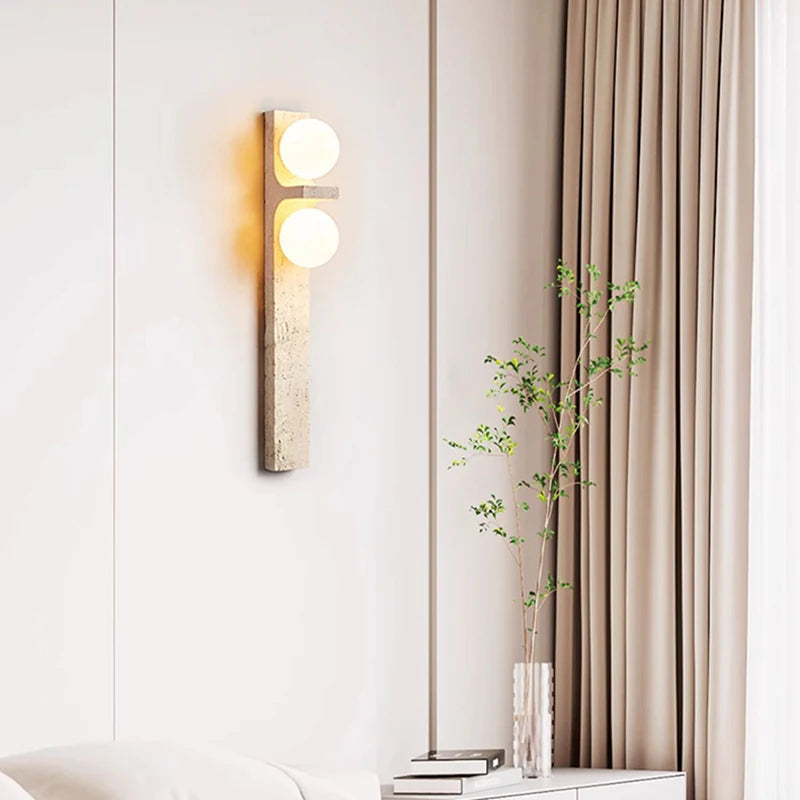 Wall Light Sconce Natural Stone White Glass G9 Bulb