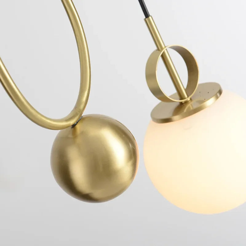 Golden Glass Ball Pendant Lamps Fixture Lift Hanging Lights