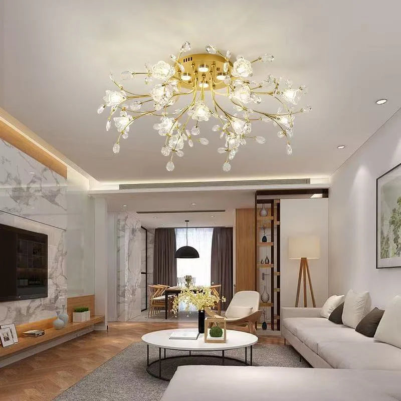 European Gold LED G9 Ceiling Light K9 Crystal