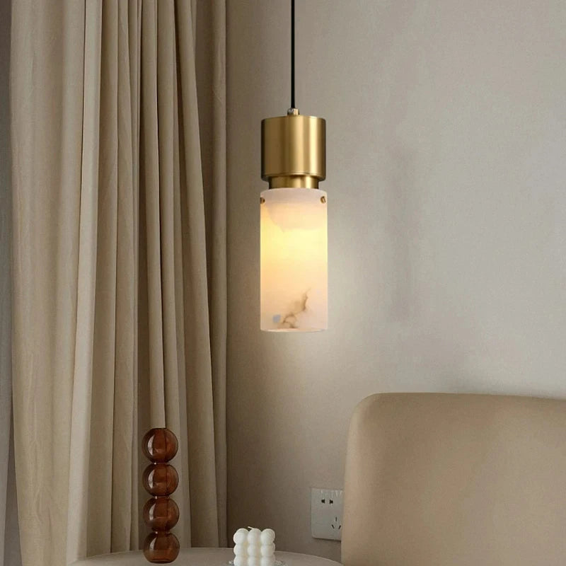 Natural Marble Chandelier Brass E14 Bulb