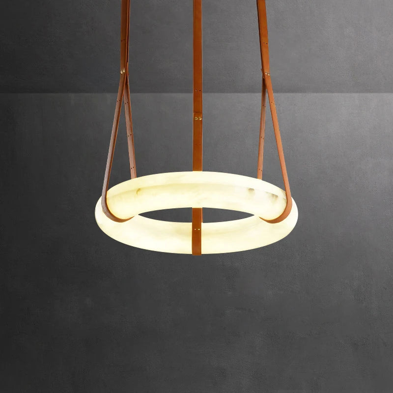 Marble Ring Brown Dark Leather Pendant Lights