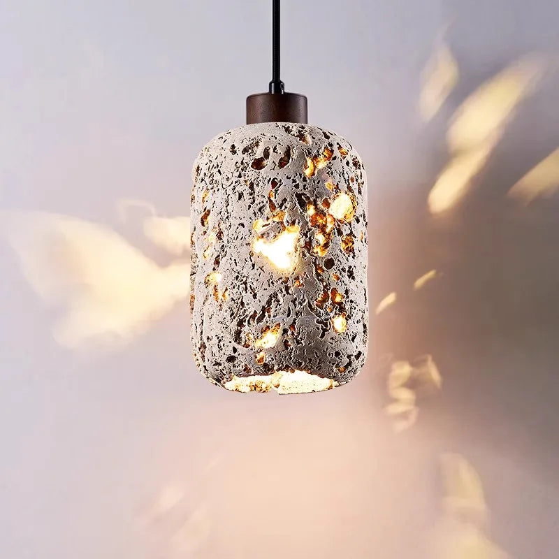 Creative Natural Stone Pendant Lamp Art E27 Bulb Wire