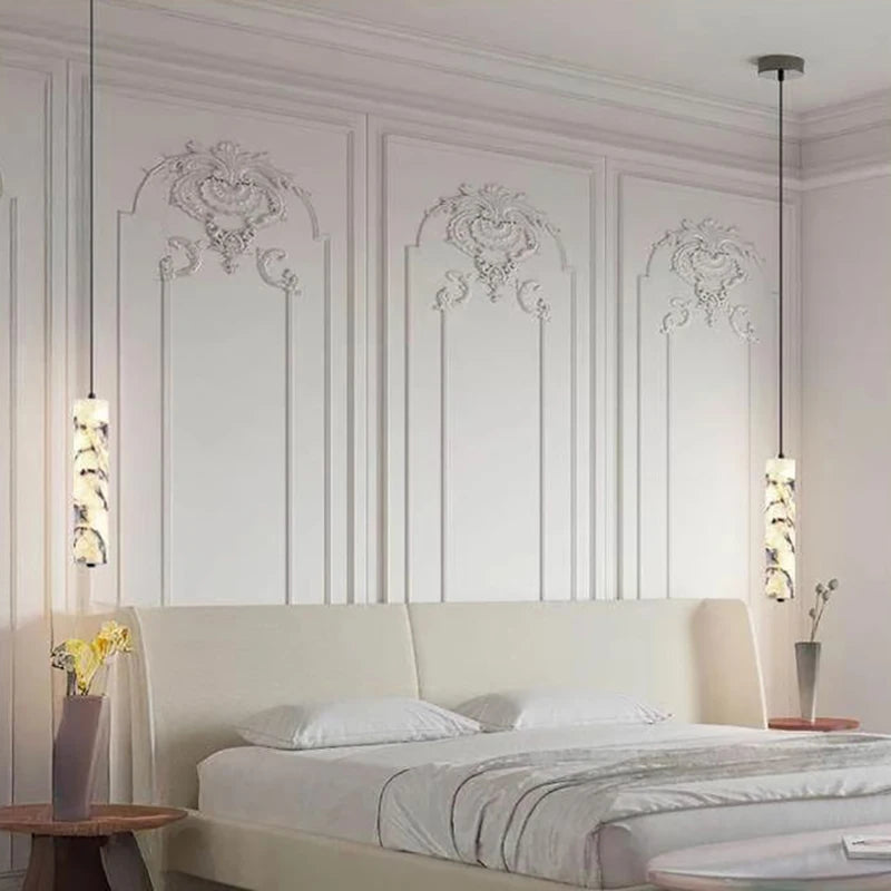 Cylinder Natural Marble Chandelier Dimmable Art Indoor