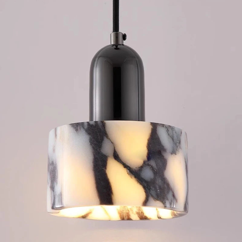 Art Pendant Light Natural Stone Marble E27 Bulb