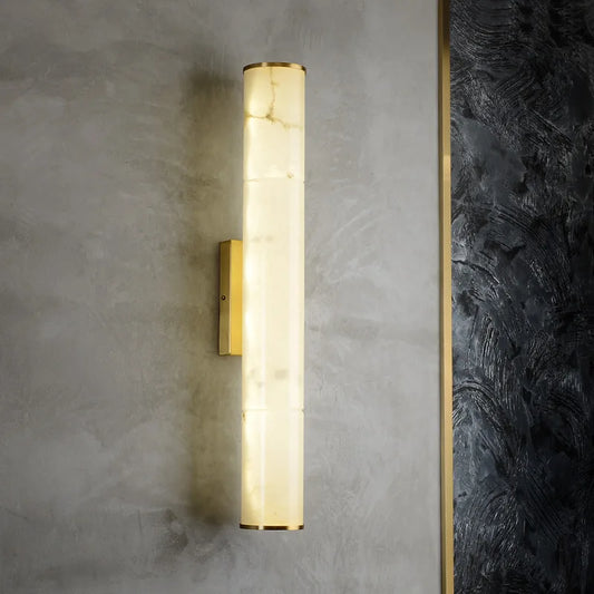 Cylindrical Natural Marble LED Wall Lights Copper