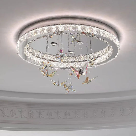 Bedroom Crystal LED Ceiling Lamp Living Room Steel
