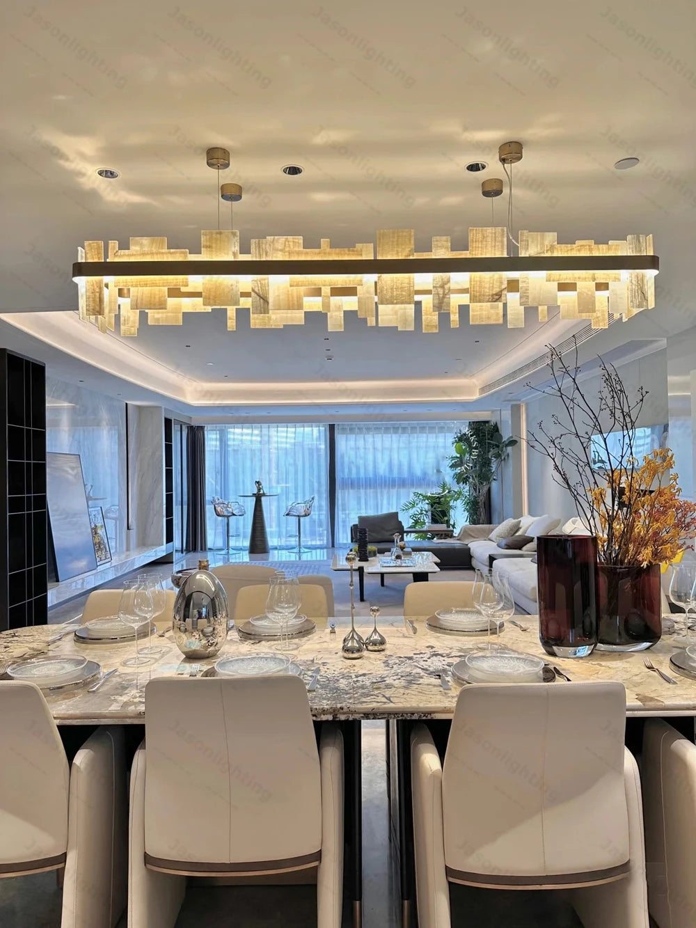 60-180CM Natural Marble Series Dimmable LED Chandelier