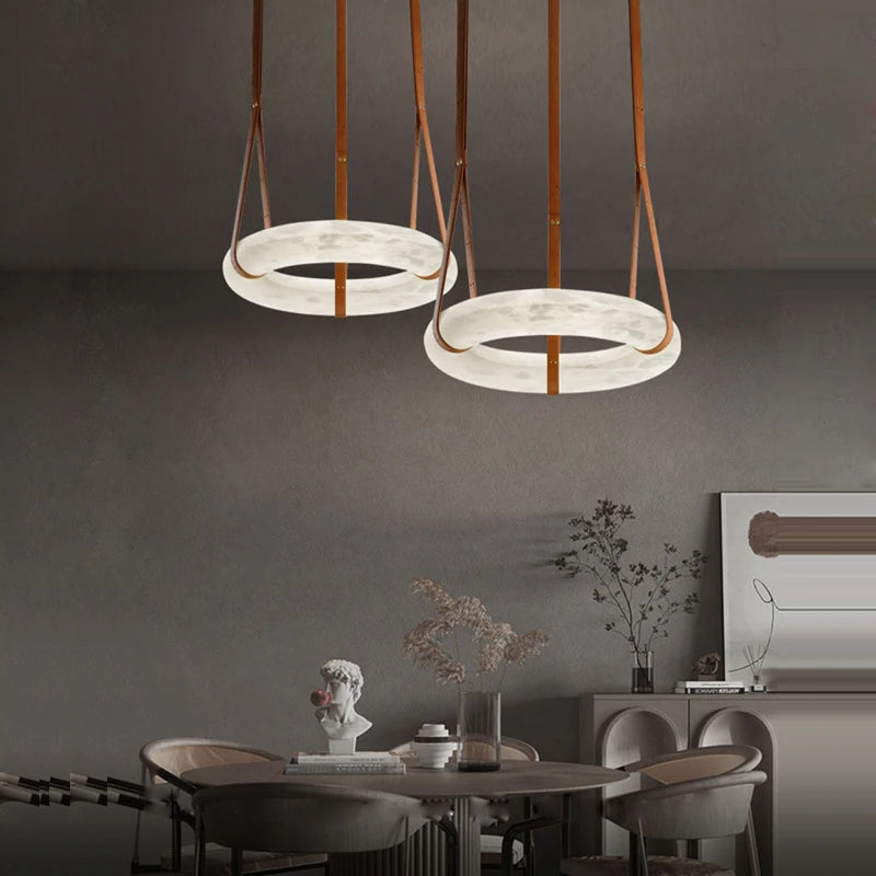 Marble Ring Brown Dark Leather Pendant Lights