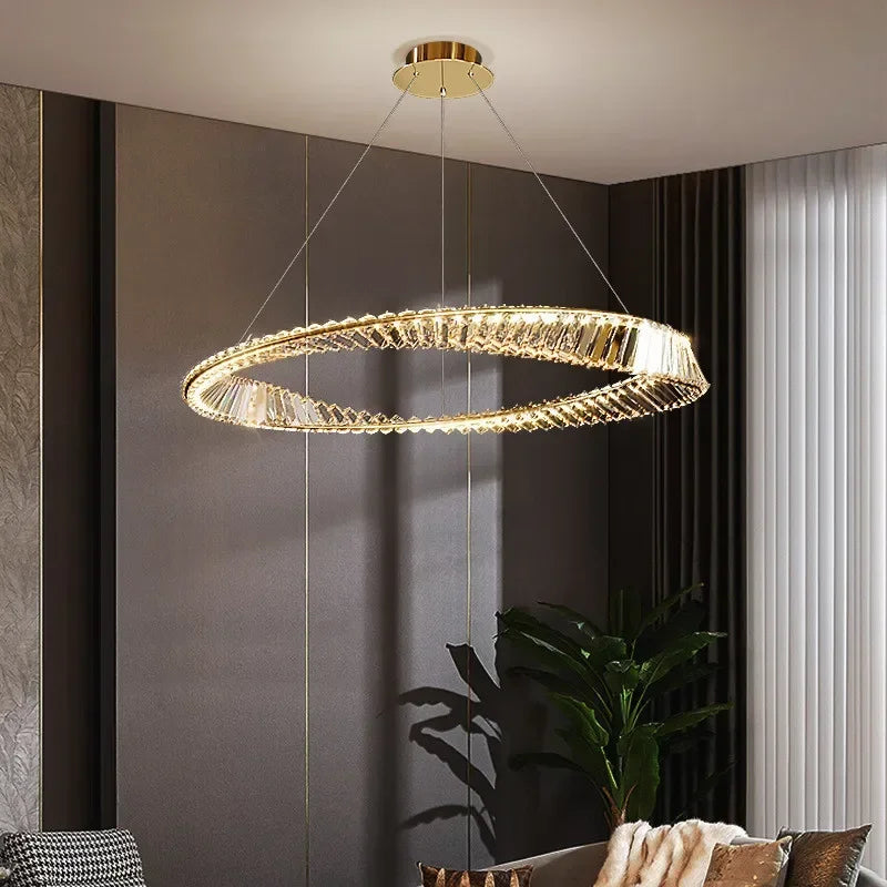 Living Room LED K9 Dimmable Pendant Lights Gold Irregular