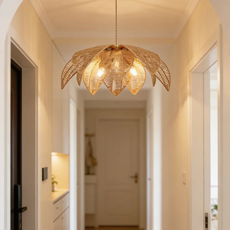 American Retro E27 Rattan Pendant Light