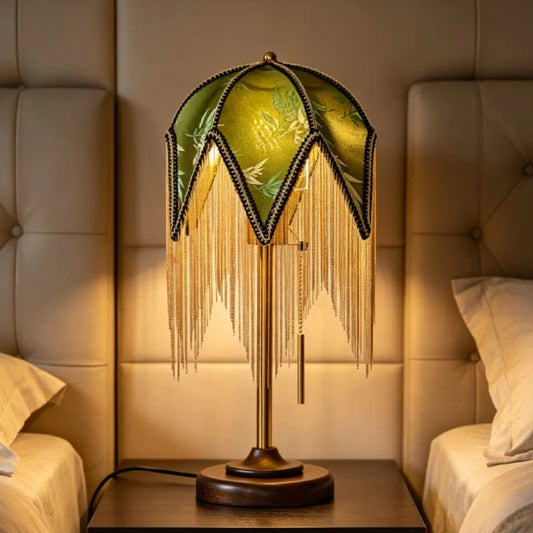 Creative Fabric Lampshade Table Lamp E27 Bulb Wood Base