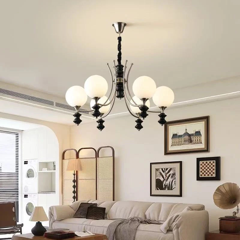 French Retro Living Room Chandelier Modo Glass Globe Ceiling