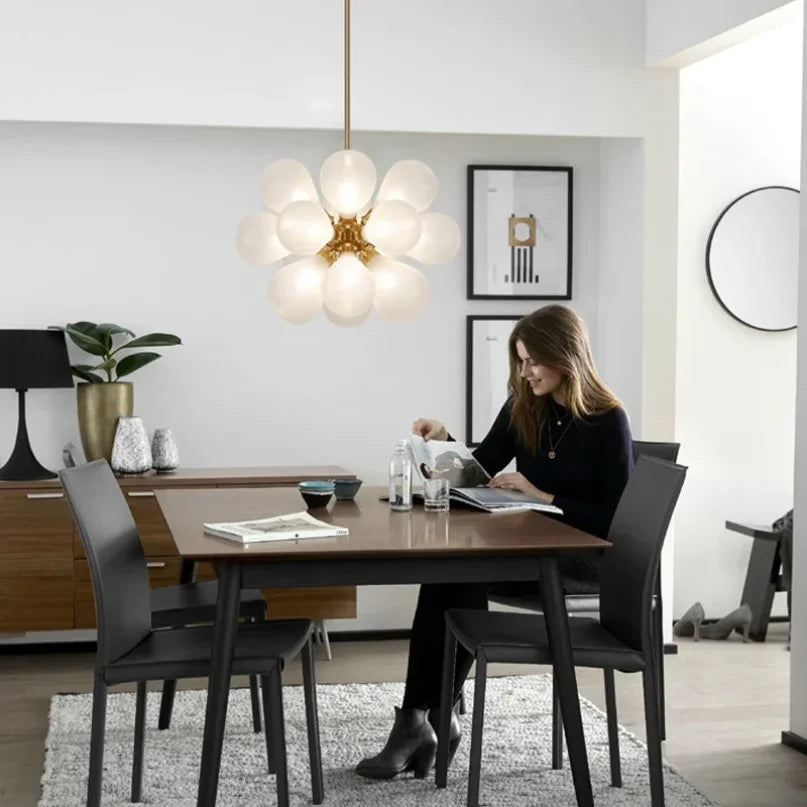 Postmodern Glass Bubble Lamp Chandelier LED Purple Ballon