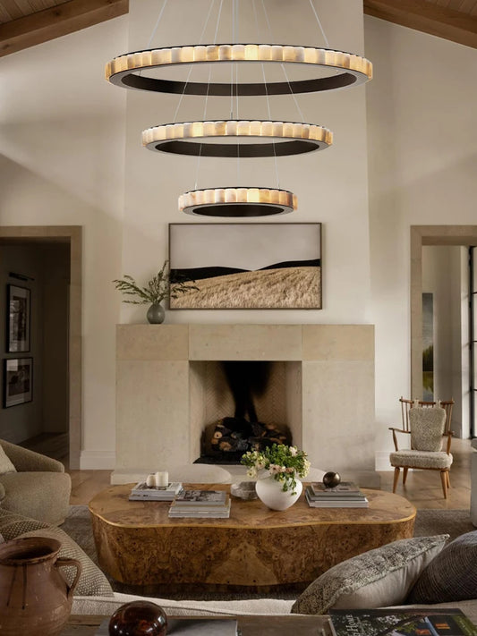 Marble Chandelier Dimmable LED Alabaster Pendant