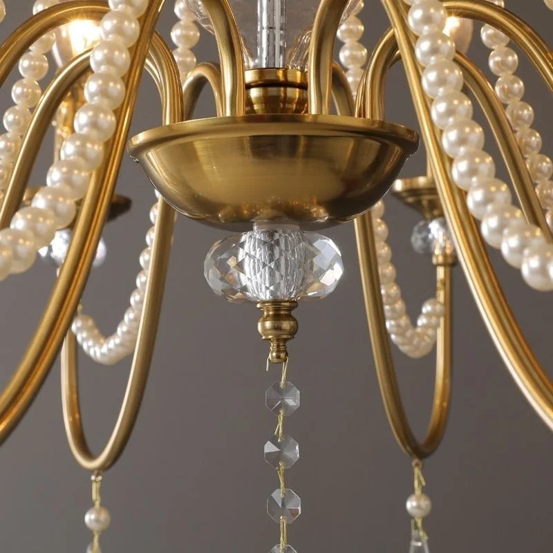French Crystal Pearl Chandelier Foyer E14 Pendant