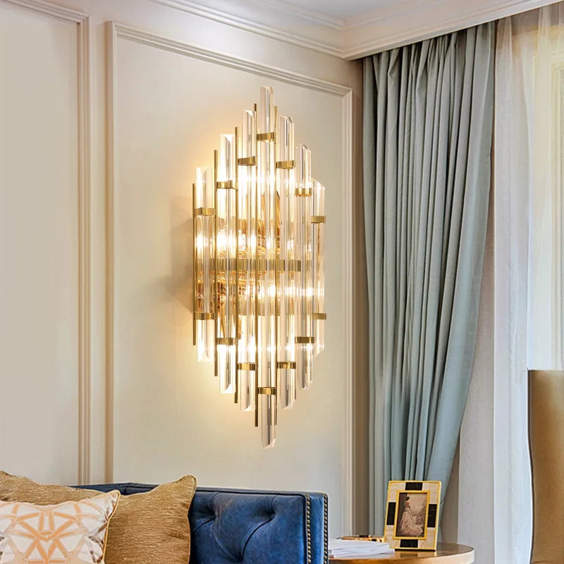 Living Room Crystal Wall Lamp Villa Background Hotel Banquet