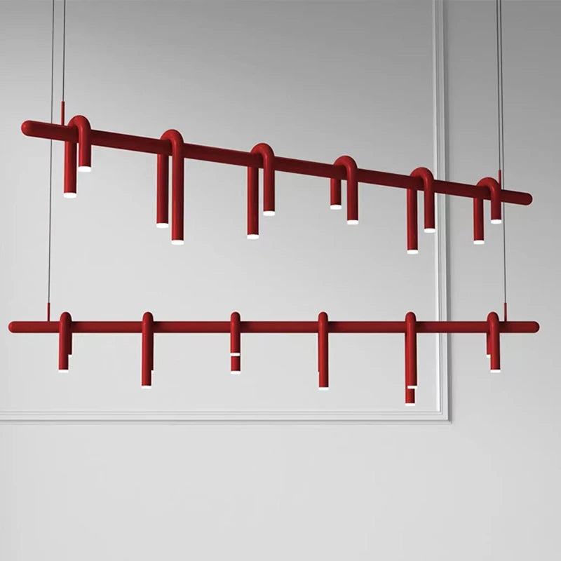 Art Chandelier Black Orange Gray Metal