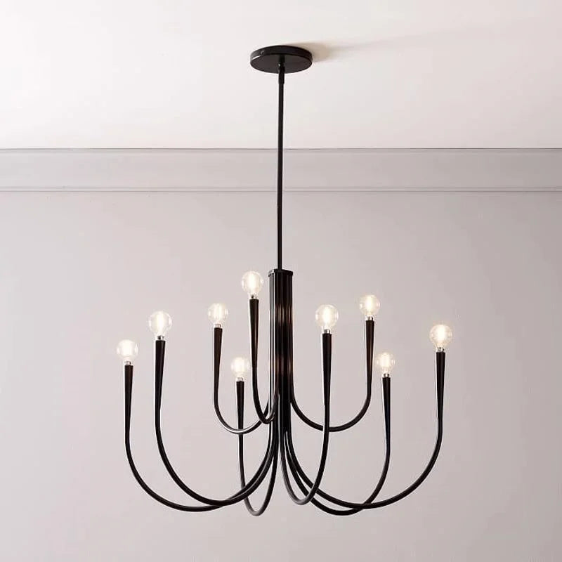 Nordic Living Room E14 LED Chandelier Black Gold Arms