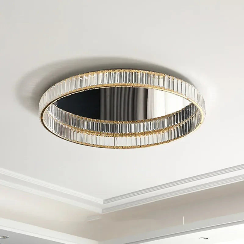 Crystal LED Dimmable Ceiling Lights Living Room Gold Steel