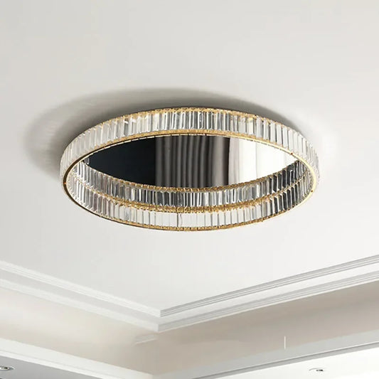 Crystal LED Dimmable Ceiling Lights Living Room Gold Steel