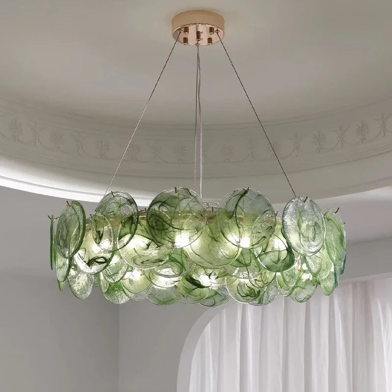 Colorful Glass LED Pendant Lights French Living Room E14