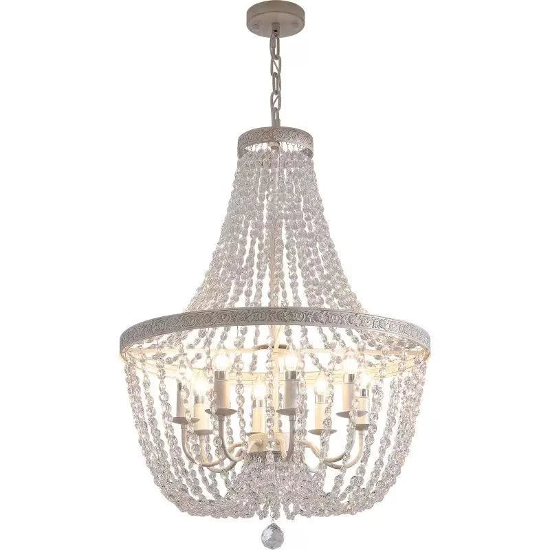 American K9 Crystal E14 Pendant Lights French White Iron