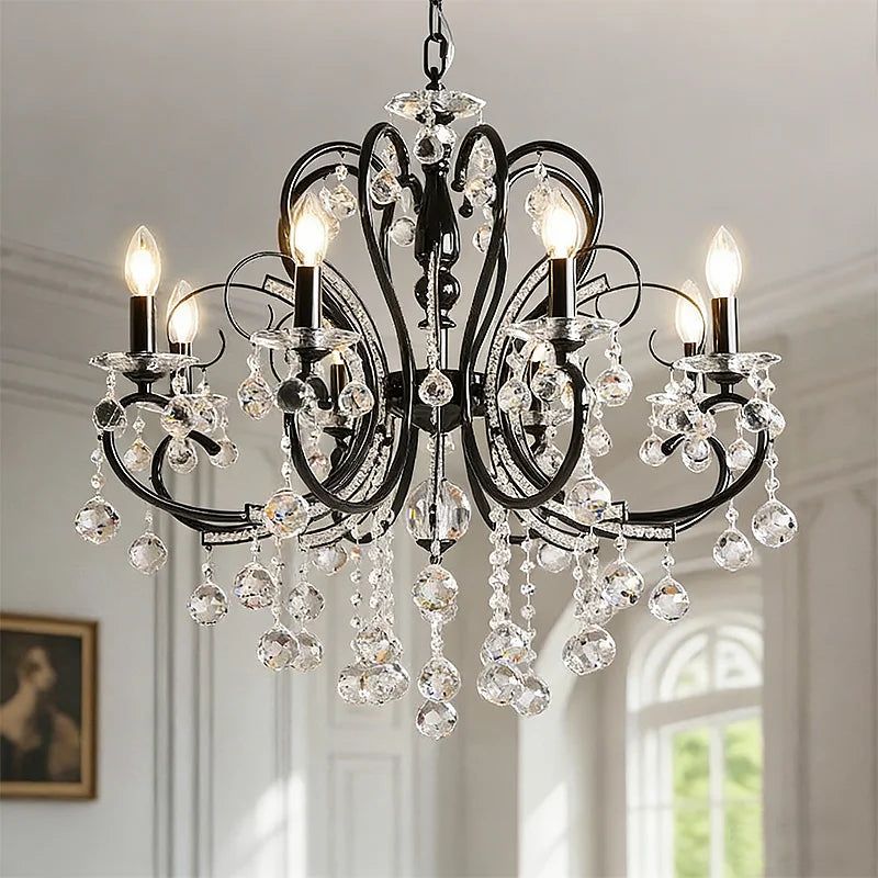 American Black Iron E14 Candle LED Chandelier