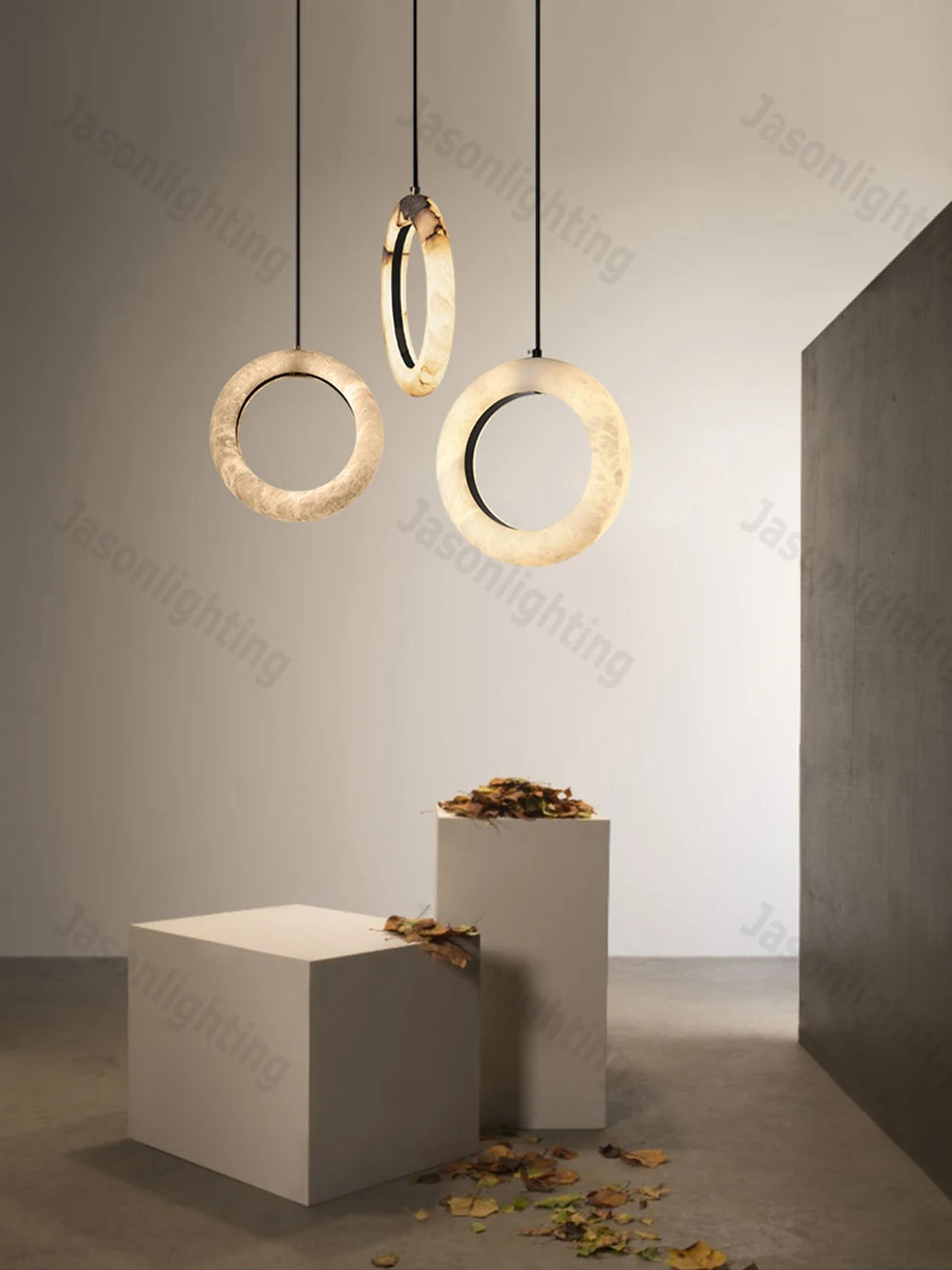 LED Postmodern Natural Marble Circle Chandelier