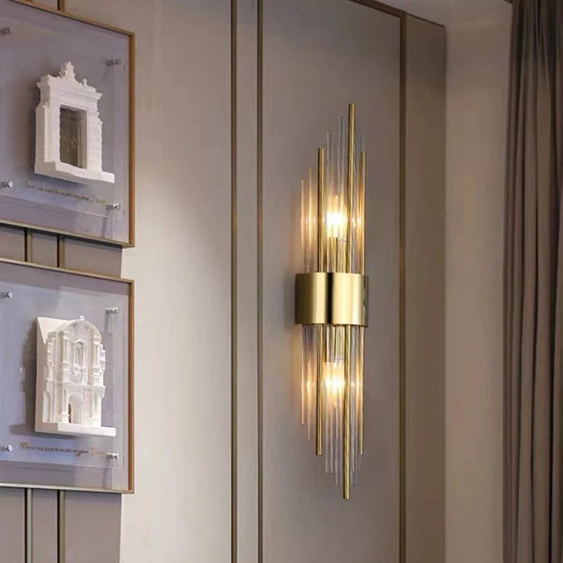 Clear Crystal LED Wall Lamp E14 Bulb Stainless Steel