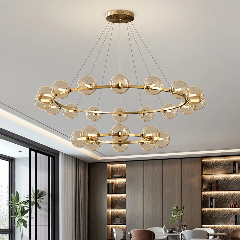 Nordic Glass Globes LED Chandelier Foyer G9 Pendant