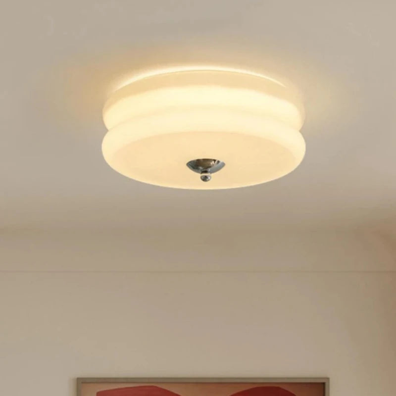 Yellow Glass LED Ceiling Lamp Vintage Retro Light