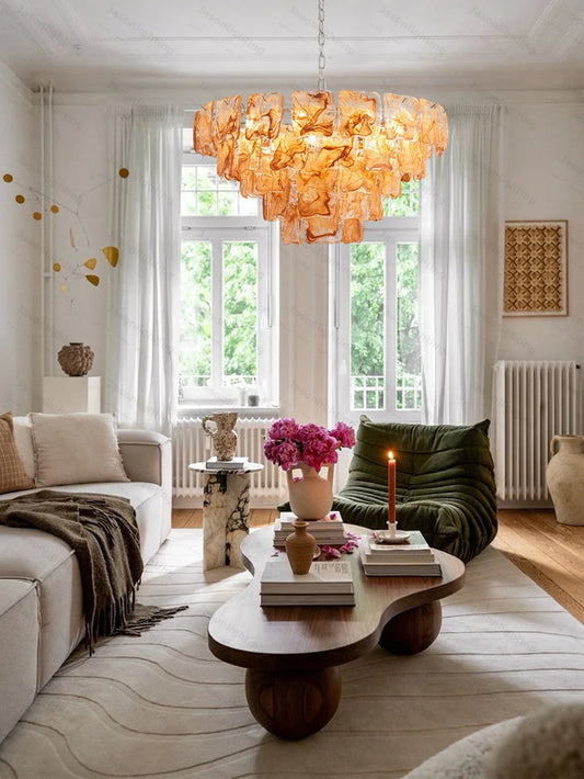 Sun Rise Glass Art Dimmable LED Chandelier