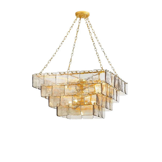 Square Glass Art French Series E14 Chandelier
